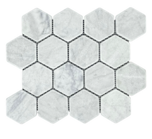 Carrara Large Hexagon Tumbled Mosaic